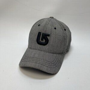 Y2K Burton Snowboards Flexfit Hat Trippy Plaid Grey 2000s Skater / Punk OSFA